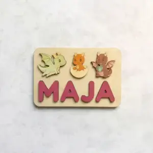 Houten naampuzzel met fairy thema - draken