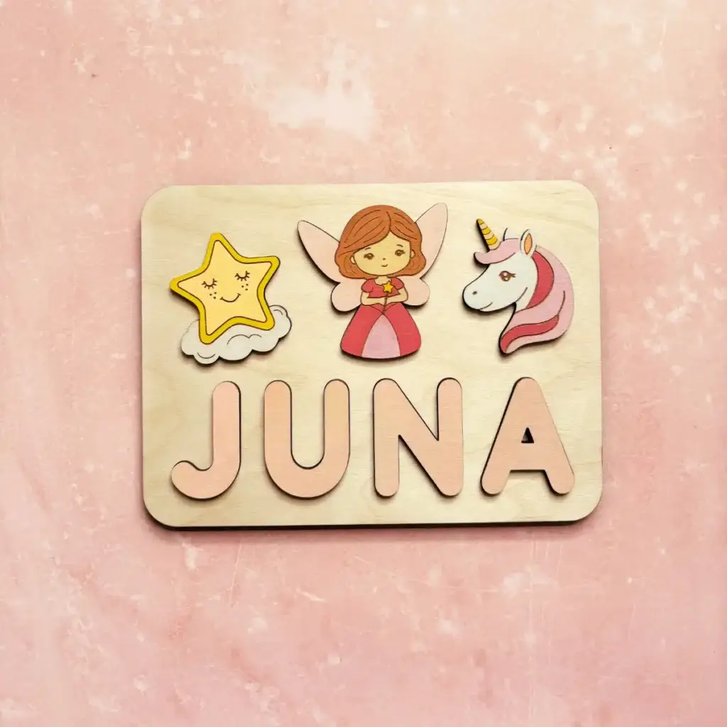 Naampuzzel Sprookjesbos met fairy en paddenstoelen